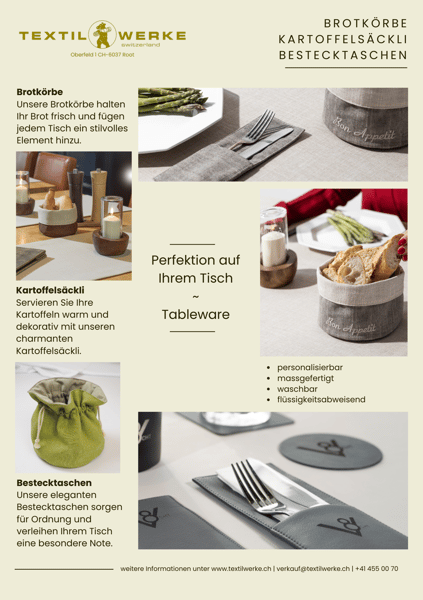 Flyer Brotkorb & Bestecktaschen der Textilwerke AG TWB